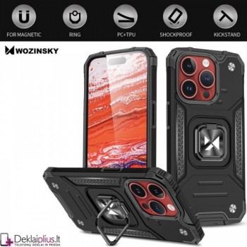 Wozinsky smūgiams atsparus dėklas su žiedu - juodas (Apple Iphone 15 Pro Max) Wozinsky smūgiams atsparus dėklas su žiedu - juodas (Apple Iphone 15 Pro Max)
